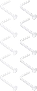 Belatti Bioflex L Shape Clear Nose Rings - Plastic Retainer Flat Studs for Work, School (choose GAUGE - QUANTITY)