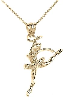 Graceful 10k Yellow Gold Ballet Dancer Pendant Necklace with Sturdy Rolo Chain and Secure Spring Ring Clasp for Ballet Lovers – USA Made
