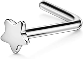 FANSING 316L Surgical Steel Star Nose Studs L Shaped