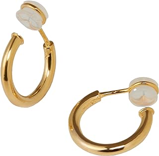 Clip on Earrings for Women, 14K Real Gold Plated Non Pierced Hoop, Clip on Hoops for Non Pierced Ears Gold and White Gold