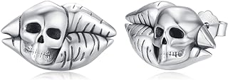 925 Sterling Silver Skull Stud Earrings with Push-Back Finding for Men and Women in Mouse/Joker/Angel Devil Design