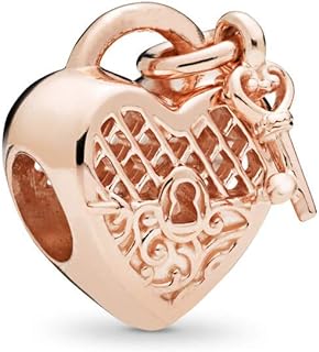 MiniJewelry Women's Love Heart Charm for Bracelets Heart Lock Padlock Letter Key Mother's Day Birthday Heart Gift