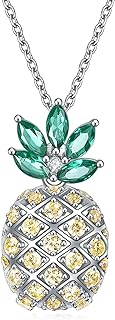Box Chain Pineapple Charm Bracelet with Cubic Zirconia for Women and Teens - Sterling Silver Design by LUHE