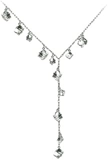 Women's Sophisticated Crystal Long Necklace with Curb Chain and Lobster Clasp, White Gold Plated Swarovski Elements Design
