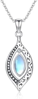 PROESS Sterling Silver Teardrop Moonstone Necklace with Cable Chain - Hypoallergenic, Tarnish-Resistant Jewelry for Women and Girls