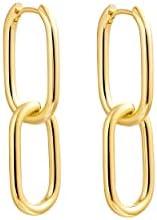 Kyerlyn Dainty Paperclip Huggie Hoop Earrings 14K Gold Plated Chunky Chain Link Earrings Simple Cable Link Earrings for Women