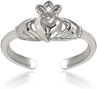 Hoops & Loops 925 Sterling Silver Claddagh Irish Celtic Toe Ring for Women Teen Girls, Silver, Yellow Gold & Rose Gold