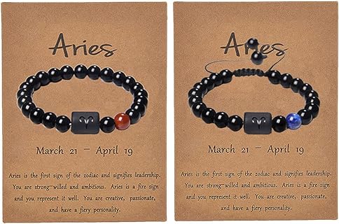 Dcfywl731 Men's and Women's Zodiac Bead Bracelets with Lobster Claw Clasp, Alloy Material, Black Onyx Natural Stone, Bead Chain Design, Chinese-origin, Perfect Gift for Christmas