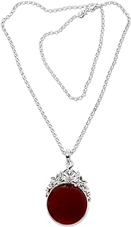 NOVICA Artisan Handmade Carnelian Pendant Necklace Sterling Silver Red Indonesia Birthstone Sun 'Floral Sun'