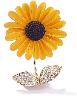 Yellow Sunflower Brooch For Women Lady Rhinestone Plant Flower Brooch Clothes Collar Dress Scarf Decoration Lapel Pin Jewelry