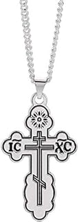 Dazzlingrock Collection 32x21 mm Orthodox Cross Necklace, Sterling Silver
