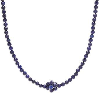 NOVICA Handmade Lapis Lazuli Beaded Pendant Necklace from Thailand Blue Birthstone 'Blue Grapes'