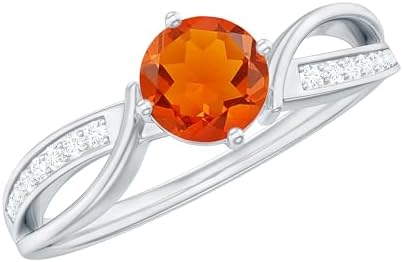 Diamond-Embellished Infinity Fire Opal Engagement Ring for Women in 10K White Gold - Certified Solitaire Style