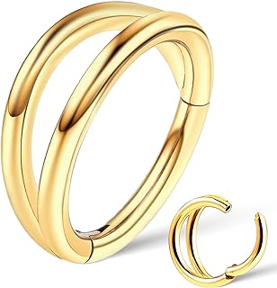 Lusofie Double Hoop Nose Ring Surgical Steel Nose Ring Nose Piercings Septum Rings Fake Nose Ring Hoop Nose Rings for Women Man Girls