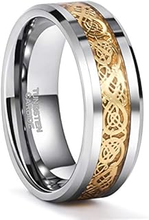 6mm 8mm Celtic Tungsten Rings for Men Women Dragon Design Tungsten Carbide Wedding Band Comfort Fit Size 4-13