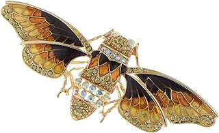 Pin-Clasp Alilang Griffin Brooch with Iridescent Crystal Rhinestones for Women - Moth Design