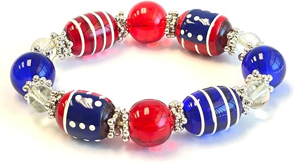 USA Bracelet, Red White Blue Americana Beaded Bracelet, 4th Of July Bracelets For Women, Brithday Christmas Gift, 1 pc