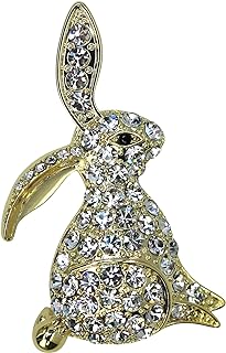 Faship Gorgeous Rhinestone Crystal Bunny Rabbit Pin Brooch for Easter