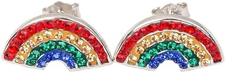Annie & Sisters Rainbow Crystal Silver Stud Earrings with Elegant Jewelry Box Gift for Girls & Women – Gift for Mother’s/Valentine’s Day, Christmas, Birthday, Anniversaries