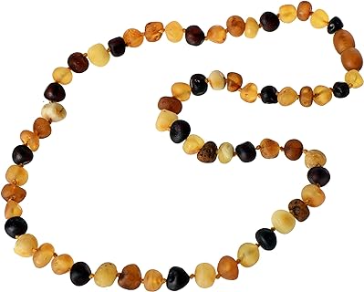Baltic Amber Necklace - Adult Raw Amber Bead Necklace - Multi Color Unpolished Amber Beads - Multiple Lengths (19.7)