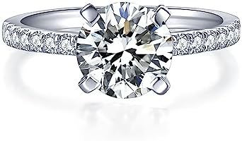 IMOLOVE Moissanite Engagement Ring D Color VVS1 Clarity Moissanite Engagement Rings for Women Wedding Rings for Women 1-2CT Lab Created Diamond Rings Promise Rings for Her Size 4-11