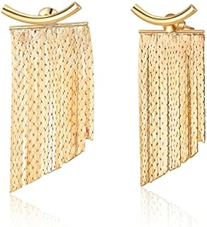 Gold Long Tassel Dangle Earrings - Sparkly Fringe Geometric Bar Drop Earrings - Formal Dainty Dangle Gold Drop Earrings for Women Lightweight and Hypoallergenic Jewelry Gifts