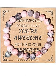 Inspirational Natural Healing Stone Heart Beaded Bracelet with Other Chain Type for Women, Spiritual and Stylish