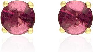 Gin & Grace 14K Yellow Gold Stud Earring with Raspberry color Genuine Pink Tourmaline Daily Work Wear Jewelry for Women Gifts for Her