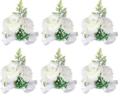 YunJiaoon Bracelet Mariée en Fleurs de Soie, Idéal pour Mariage et Anniversaire, Taille 12cm avec Roses et Feuilles Artificielles, Durable et Élégant pour Femmes