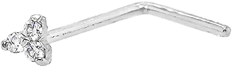 Jewelry Avalanche 3-Stone 0.015ctw Moissanite Nose Stud - 22G Solid 14Kt Gold Nose Screw/L-Shape/Nose Bone Stud Nose Ring - April Birthstone Nose Stud