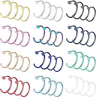 18G 20G 22G Stainless Steel Nose Rings Hoop for Women Men Nose Piercing Cartilage Earrings Hoop Helix Lip Piercing Jewelry Set