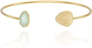 OZEL – Cuff Bracelets for Women – 18K Real Gold Plated Cuff Bracelet – Colorful Crystal Gold Cuff Bracelets for Girls (Green/Clear/Black/Pink Opal/Green Opal/White Opal)