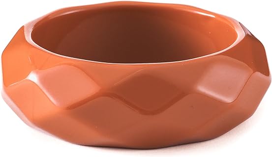 Viva Joya Faceted Resin Acrylic Bangle Bracelet for Women Teen, Statement Chunky Bold Wide Plastic Bangle Bracelet, Geometric Transparent Browrn Green Light Blue Orange Jewelry Gift
