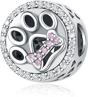 PANPOKI Sterling Silver Charm Bracelet Spacers with Cubic Zirconia Beads, Birthstone Clips, and Safety Stoppers - DIY Jewelry Design