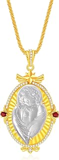 InIaid&IN Guardian Angel Necklace Men's Pendant Necklace Women's Couple Necklace Pendant, 14K Gold Plated + Natural Stones + Gemstones.