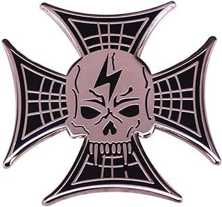 Cross Skull Brooch Lightning Skull Logo Badge Enamel Brooch Crusader Lapel Pins Metal Badges Gift Jewelry Accessories
