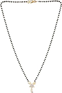 Efulgenz Mangalsutra Indian Black Beaded Gold Tone CZ Cubic Zirconia Love Heart Pendant Necklace Jewelry