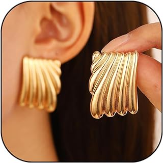 Hypoallergenic Chunky Gold Nugget Stud Earrings - 14K Sophisticated Metal for Women - Contemporary Glamorous Design with Enduring Luster