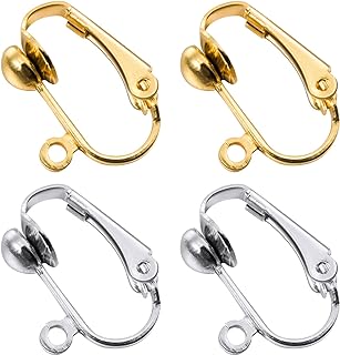 Bememo 36 Pack Clip-on Earring Converter with Easy Open Loop for DIY Earring and Turn Any Studs or Pierced into Clip on (Gold and Silver)