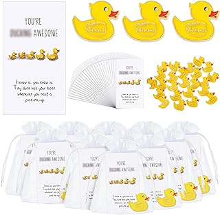 Cheerful Yellow Duck Lapel Pins & Cheer Up Cards - Set of 100 - Vintage Brooch with Uplifting Message – Perfect for Employee Appreciation and Graduation Gifts