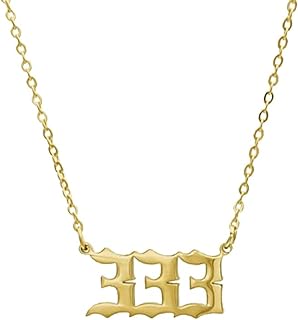 Spiritually Symbolic Blocaci Angel Number Necklace for Women, Solid Yellow Gold (10k, 14k, 18k) with Cable Chain Design