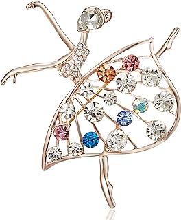 Rhinestone Ballet Dancer Brooches for Women Girls Fashion Crystal Gold Tone Alloy Dancing Ballerina Brooch Pins Elegant Dress Accessories Jewelry Wedding Birthday Christmas Valentine's Day Gifts