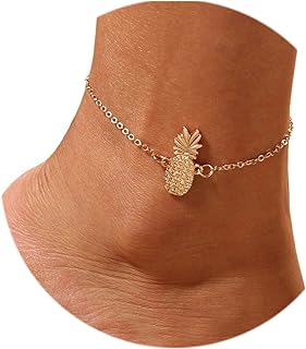 Lobster Claw Pineapple Anklet with Adjustable Box Chain in Alloy for Women and Girls - Boho Beach Style Foot Jewelry