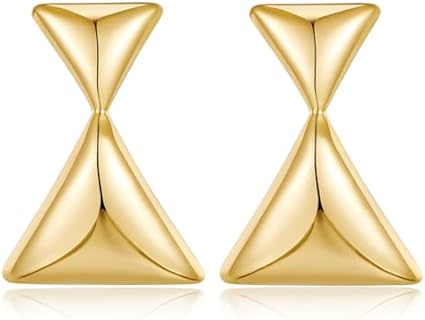 LILIE&WHITE 14K Gold Plated Brass Triangle Dangle Earrings, Contemporary Geometric Design for Women, Hinged Hoop Back Finding, Gem-Free