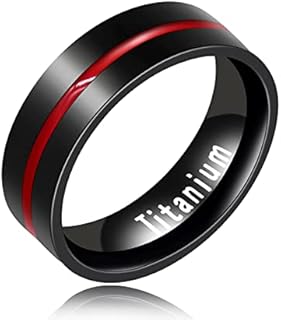 Black Titanium Steel Red Line LGBT Pride Ring for Gay & Lesbian Promise Engagement Wedding Bands Y1599