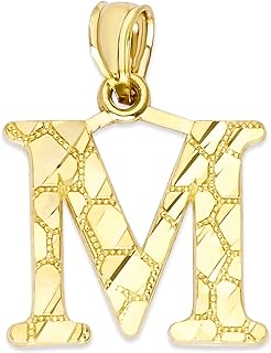10k Solid Gold Initial Pendant for Necklace Golden Nugget Letter Jewelry Personalized Gift for Her