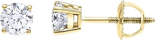 1.00 Carat Diamond Stud Earrings by La4ve - Yellow Gold Metal with Post and Screw Back - Elegant Design for Women - Classic Round Shape