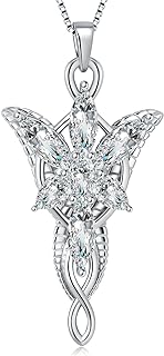 925 Sterling Silver Arwen Evenstar Pendant Necklace for Women, Lord of The Ring Jewelry Gifts, Elvish Jewelry Gift Pendant for Women, 5A Cubic Zirconia