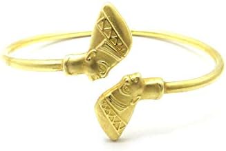 Egyptian Pyramid, Queen Nefertiti, Fist Piece 100% Solid Brass Cuff Bangle Bracelet