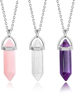 ASH'S CHOICE Collier Améthyste en Pierre Naturelle avec Chaîne Hypoallergénique, Élégant et Confortable, Parfait pour Femmes, Idéal comme Cadeau Saint-Valentin ou Anniversaires